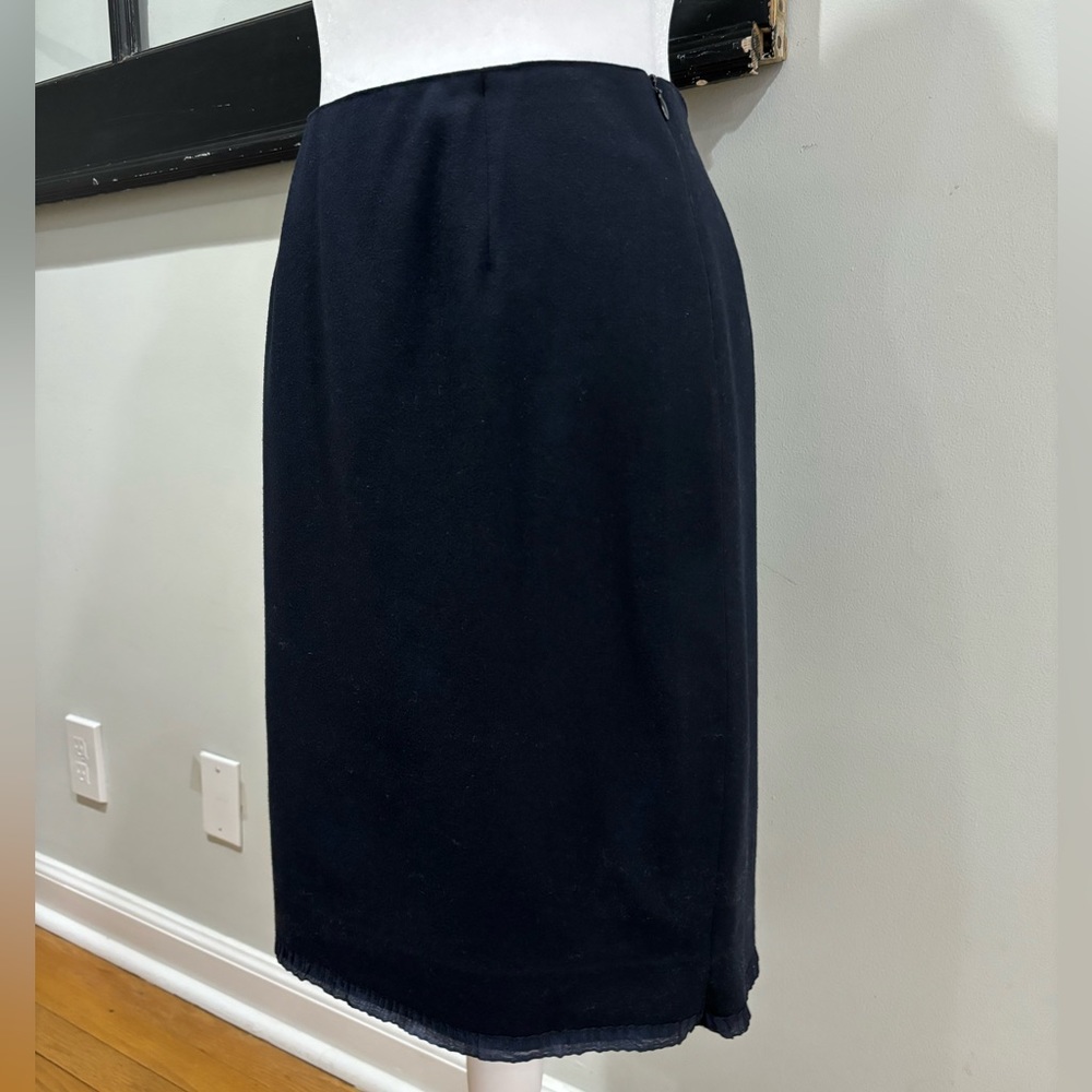 Vintage Ralph Lauren 100% Wool Navy Blue Skirt Made in USA 80's Size 6